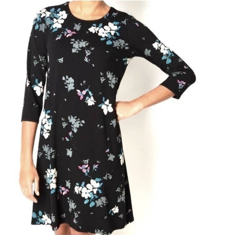 J. Jill Wearever Collection Dress Women’s Size Medium Floral Stretch Knit Casual
